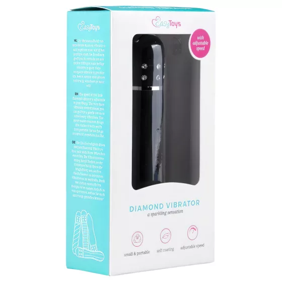 Easytoys - mini vibrátor s diamantovým dizajnom - čierny