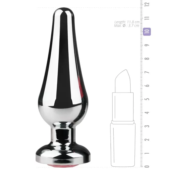 Easytoys - análny kolík s ružovým kameňom - kovový strieborný 3,5 cm