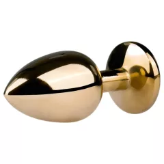   Easytoys Metal No.1 - análny kolík kužeľ s bielym kameňom - zlatý (2,5 cm)