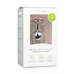  EasyToys Metal No.1 - análny kolík v tvare kužeľa s ružovým kameňom (strieborný, 2,7 cm)