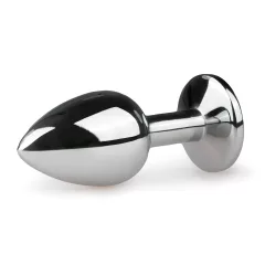   EasyToys Metal No.1 - análny kolík v tvare kužeľa s ružovým kameňom (strieborný, 2,7 cm)