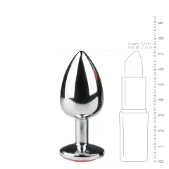   EasyToys Metal No.1 - análny kolík v tvare kužeľa s ružovým kameňom (strieborný, 2,7 cm)