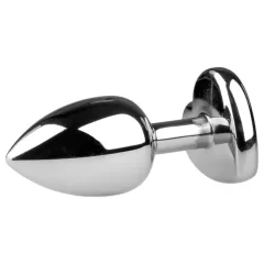   Easytoys - análny kolík srdiečko s kameňom - kovový strieborný biely
