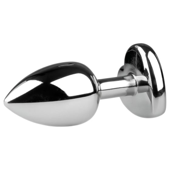 Easytoys - análny kolík srdiečko s kameňom - kovový strieborný biely