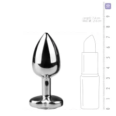   Easytoys - análny kolík srdiečko s kameňom - kovový strieborný biely