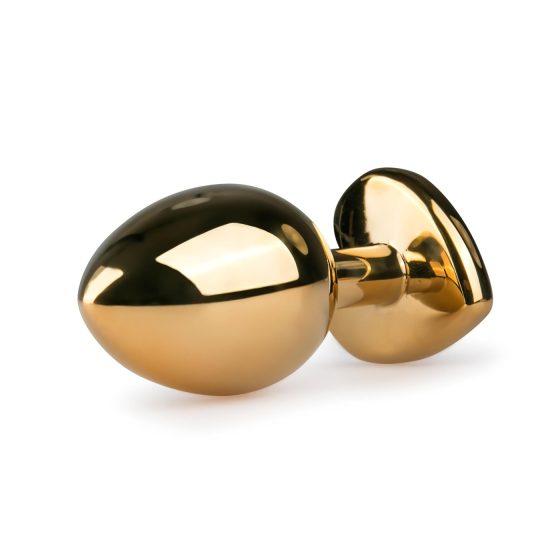 Easytoys Kovový č.7 - zlatý análny kolík s ružovým kamienkom (3 cm)