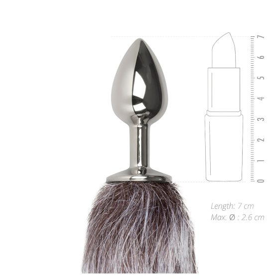 Easytoys Fox NO5 - kovový análny kolík s líščím chvostom (strieborný-strieborný)