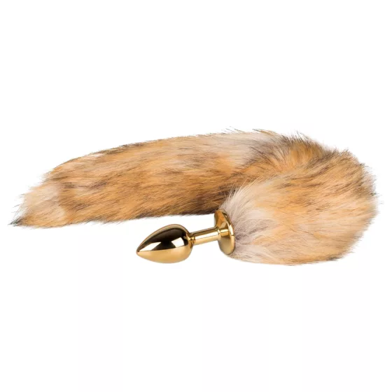 Easytoys - análny plug s líščím chvostom - kovový - zlatý/červeno-oranžový