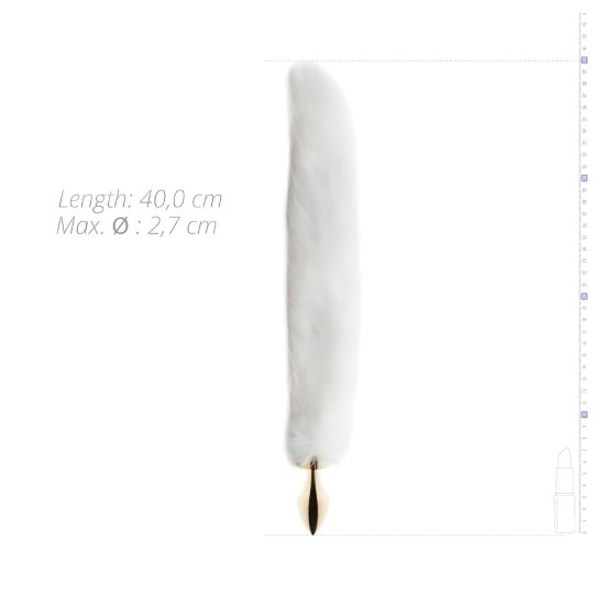 Easytoys Fox NO13 - kovový análny kolík s líščím chvostom - zlatý/biely