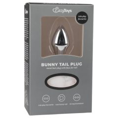   Easytoys Bunny NO1 - kovový análny kolík s králičím chvostíkom (strieborný-biely)