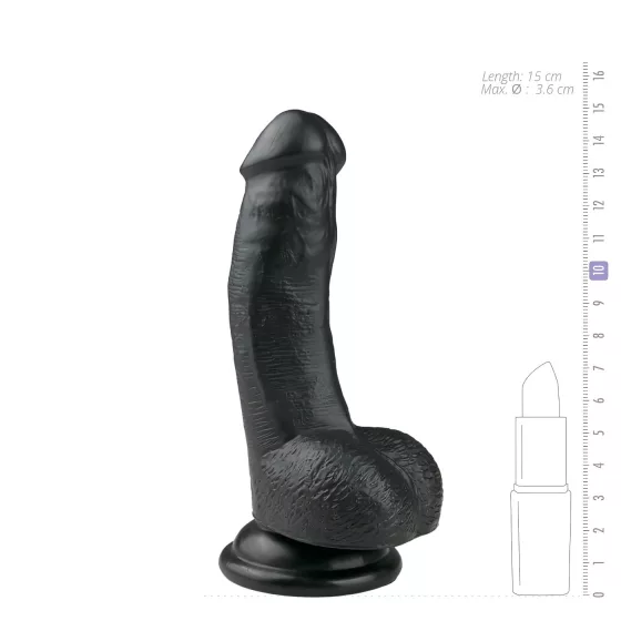 Easytoys - realistický dildó s prísavkou a semenníkmi - čierny 15 cm