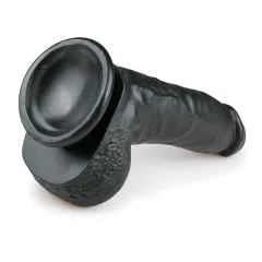   Easytoys - realistický dildo s prísavkou a semenníkmi - čierny 20 cm