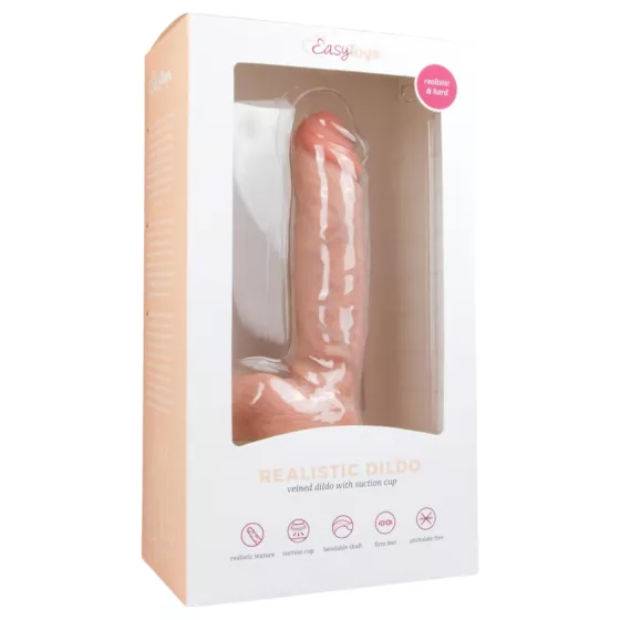Easytoys - dildo s prísavkou a semenníkmi - 22,5 cm - telová farba