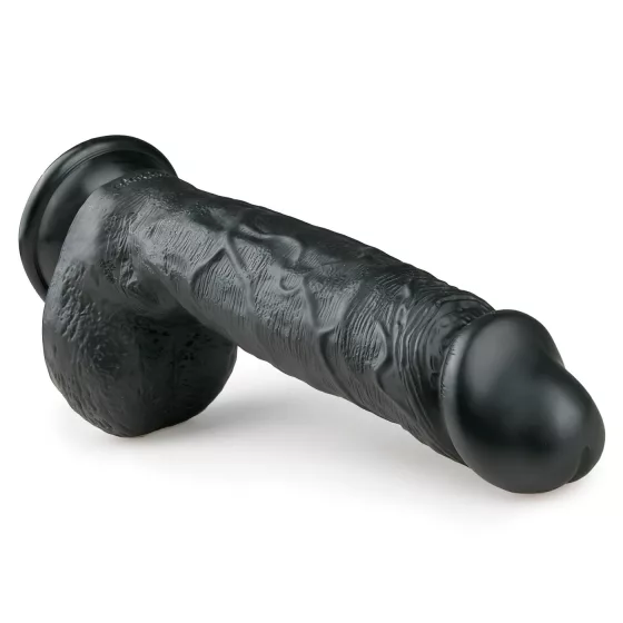 Easytoys - dildo s prísavkou a semenníkmi - čierny 22,5 cm