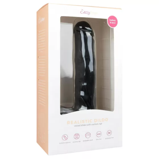 Easytoys - realistický dildó s prísavkou a semenníkmi - čierny 26,5 cm