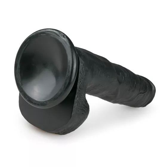 Easytoys - realistický dildó s prísavkou a semenníkmi - čierny 26,5 cm