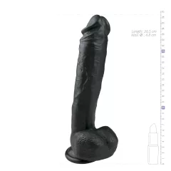   Easytoys - realistický dildó s prísavkou a semenníkmi - čierny 26,5 cm
