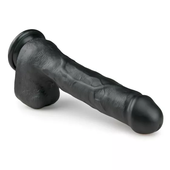 Easytoys - dildó s prísavkou a semenníkmi - veľký 29,5 cm - čierny