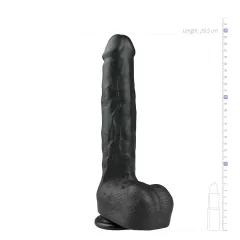   Easytoys - dildó s prísavkou a semenníkmi - veľký 29,5 cm - čierny