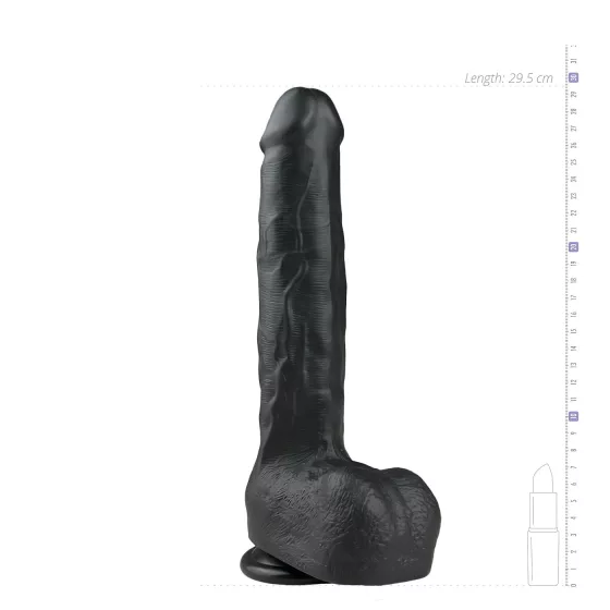 Easytoys - dildó s prísavkou a semenníkmi - veľký 29,5 cm - čierny