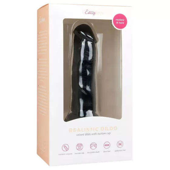 Easytoys - realistický dildo s prísavkou - čierny - 15,5 cm
