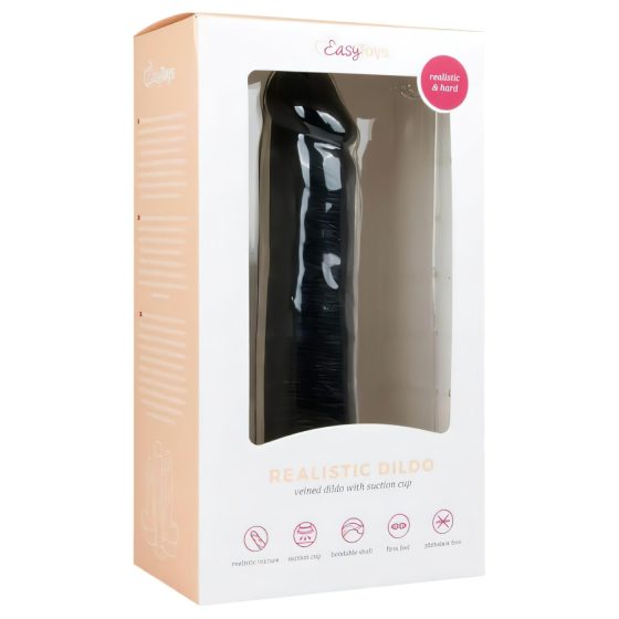 Easytoys - realistický dildo s prísavkou (20,5 cm) - čierny