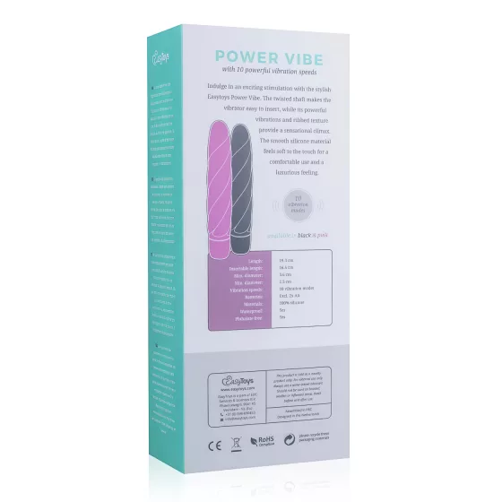 Easytoys - vibrátor tyčový s krúteným dizajnom - silikón - čierny