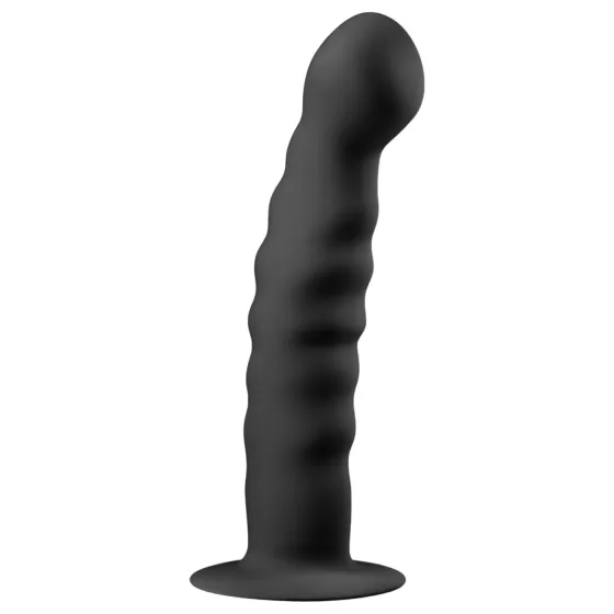 Easytoys - análne dildo s prísavkou - rebrované - čierne 14 cm