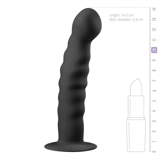 Easytoys - análne dildo s prísavkou - rebrované - čierne 14 cm