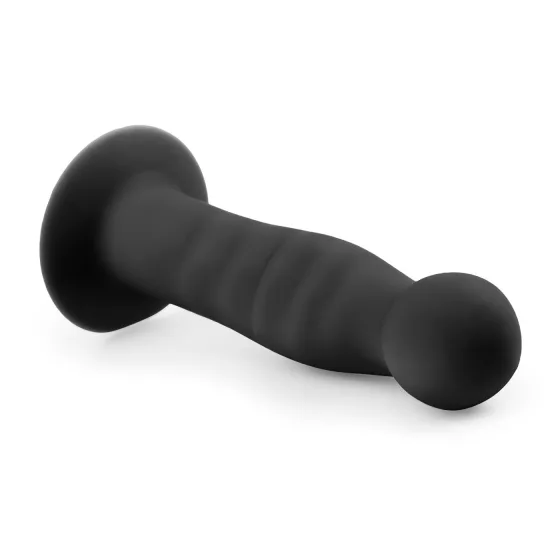 Easytoys - análne dildo s prísavkou - rebrované - čierne 14 cm