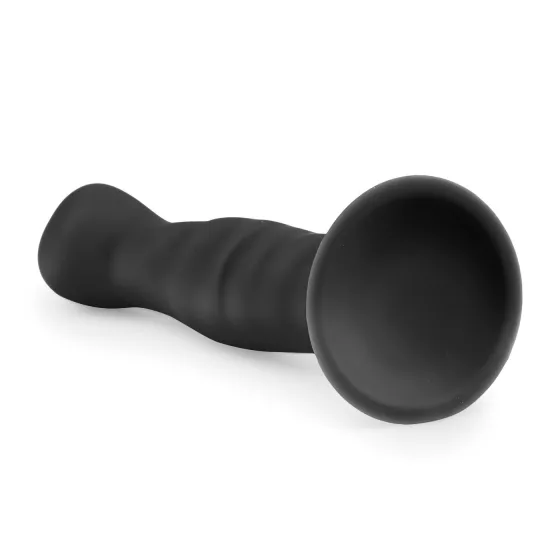 Easytoys - análne dildo s prísavkou - rebrované - čierne 14 cm