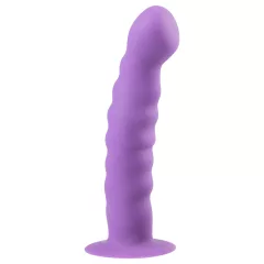 Easytoys - dildo s vlnitým povrchom a prísavkou - fialové