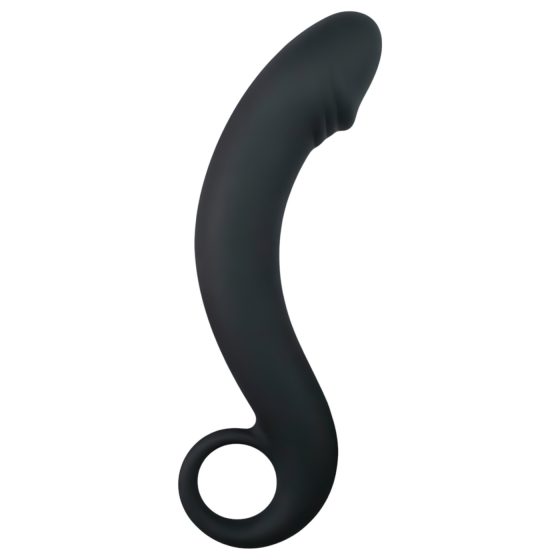 EasyToys Zakrivený Dong - silikónové análne dildo (čierne)