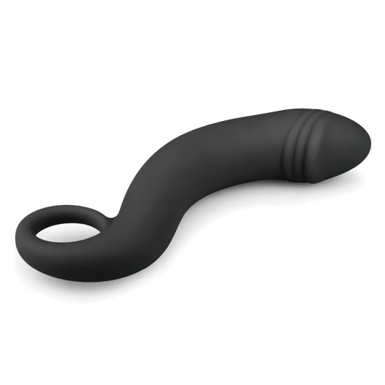 EasyToys Zakrivený Dong - silikónové análne dildo (čierne)