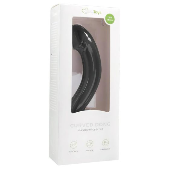 EasyToys Zakrivený Dong - silikónové análne dildo (čierne)