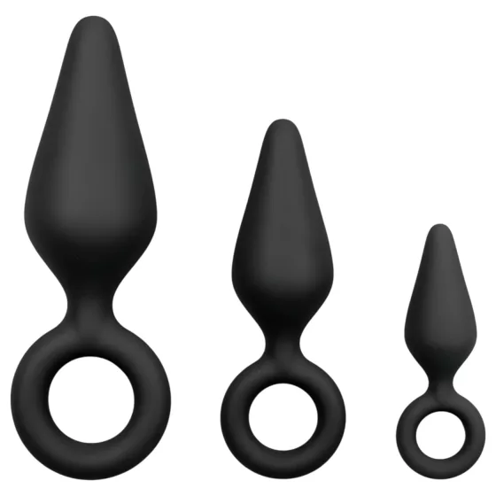 Easytoys - análne kolíky so slučkou - sada 3 ks - čierna