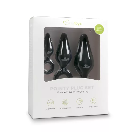 Easytoys - análne kolíky so slučkou - sada 3 ks - čierna
