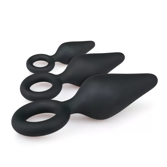 Easytoys - análne kolíky so slučkou - sada 3 ks - čierna