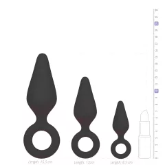 Easytoys - análne kolíky so slučkou - sada 3 ks - čierna