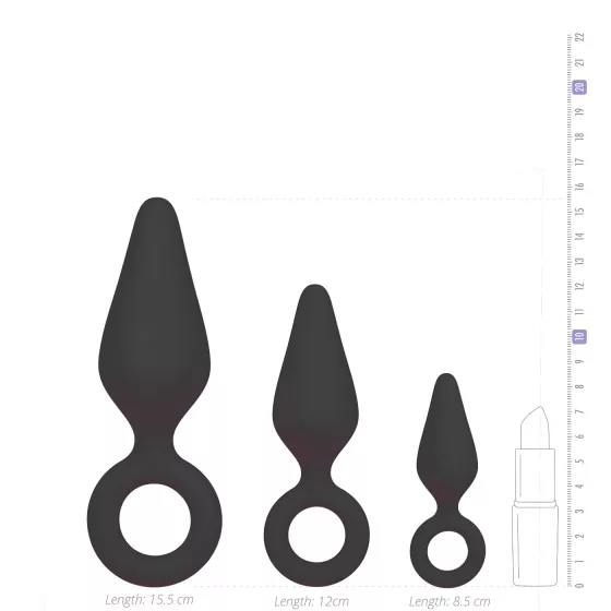 Easytoys - análne kolíky so slučkou - sada 3 ks - čierna