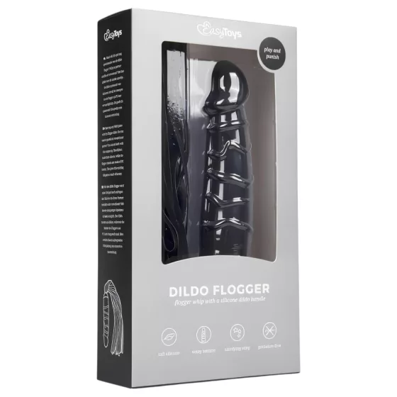 Easytoys - bič a silikónové dildo 2v1 - čierny