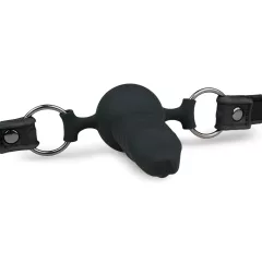 EasyToys - náustok s vnútorným dildom (čierny)