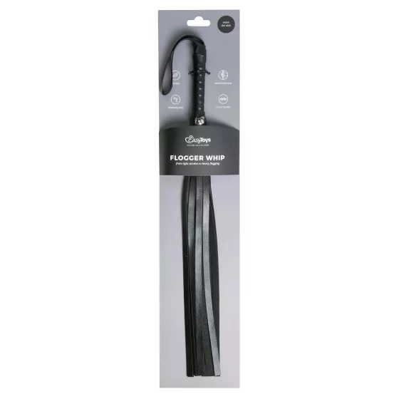 Easytoys - bičík flogger - mäkká umelá koža - čierny