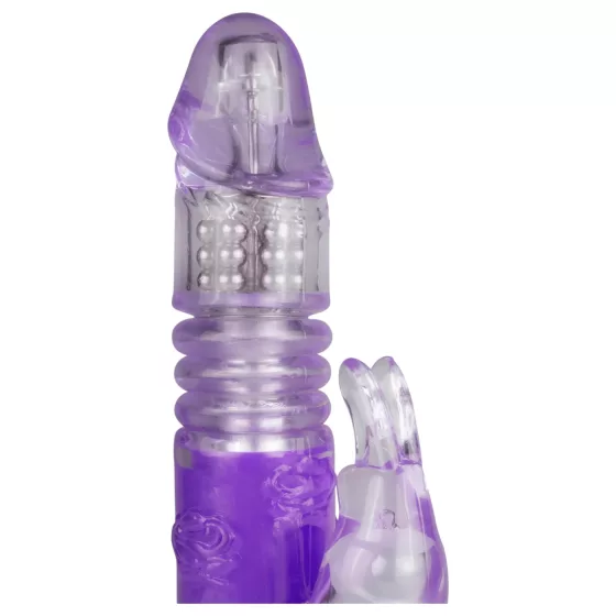EasyToys Bunny - vibračný rotujúci a tlačiaci vibrátor (fialový)