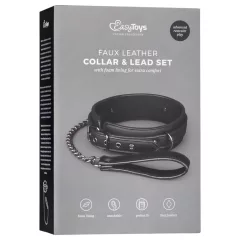 Easytoys - obojok a vodítko - čierny - fetiš