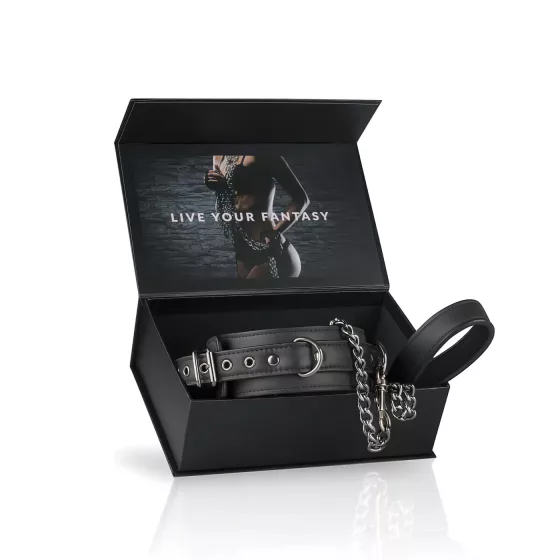 Easytoys - obojok a vodítko - čierny - fetiš