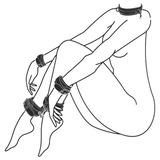 Easytoys - obojok, putá na ruky a členky - čierna sada