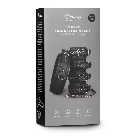 Easytoys - obojok, putá na ruky a členky - čierna sada