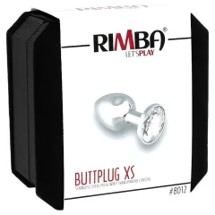   Rimba XS - priehľadný kamienkový kovový análni kolík (strieborný)