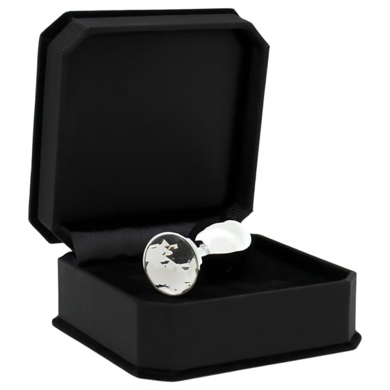 Rimba - kovový análny kolík - číry kameň - strieborný